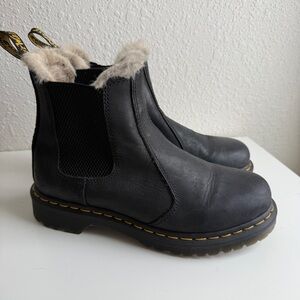 Doc Martens Black Fur Lined Combat Boots Size 8
